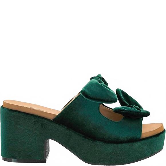 CORKYS FOOTWEAR Shoes - NEW CORKYS FOOTWEAR women's put a bow on it velvet heeled sandal in green